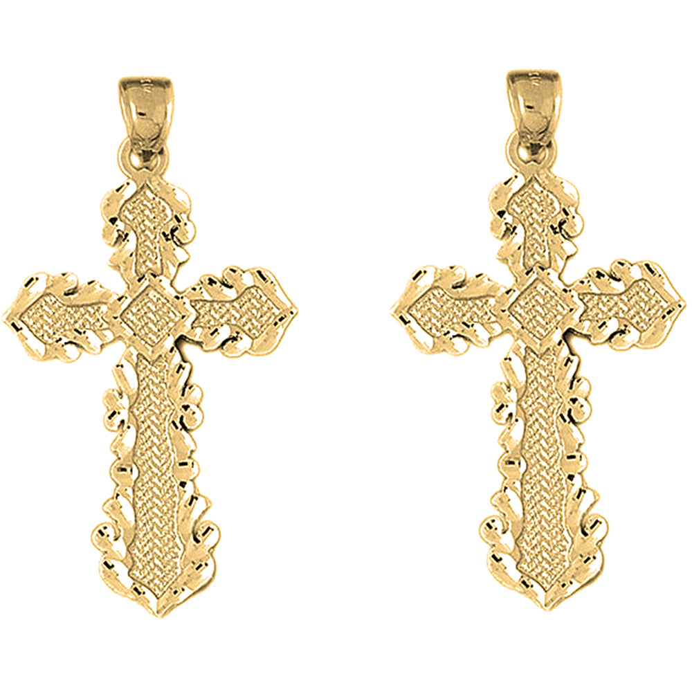 14K or 18K Gold 55mm Passion Cross Earrings