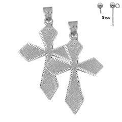 Sterling Silver 53mm Passion Cross Earrings (White or Yellow Gold Plated)