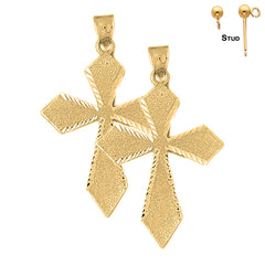 Sterling Silver 53mm Passion Cross Earrings (White or Yellow Gold Plated)
