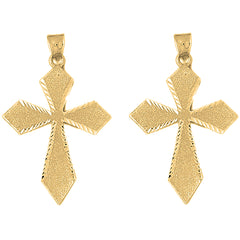 14K or 18K Gold 53mm Passion Cross Earrings