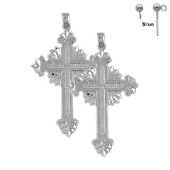 50 mm große Glory Cross-Ohrringe aus Sterlingsilber (weiß- oder gelbvergoldet)