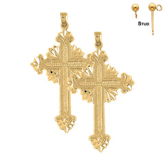 Sterling Silver 50mm Glory Cross Earrings (White or Yellow Gold Plated)