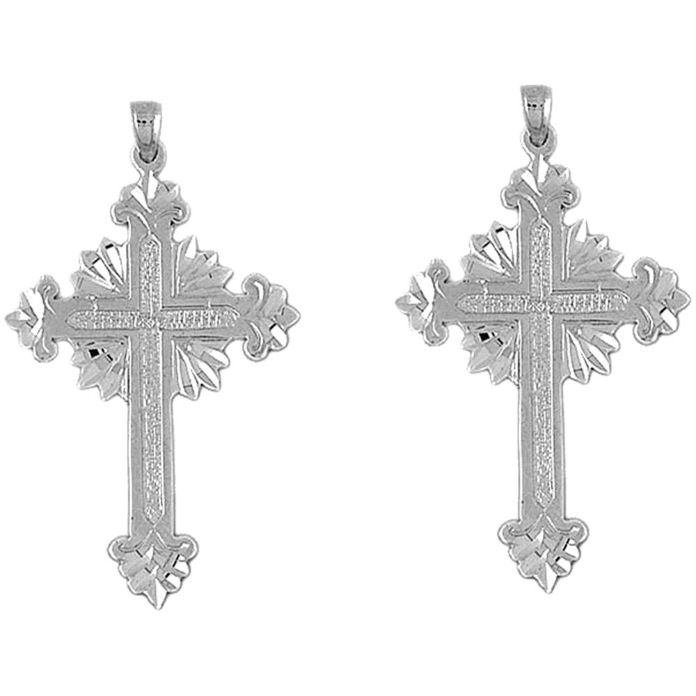 14K or 18K Gold 50mm Glory Cross Earrings