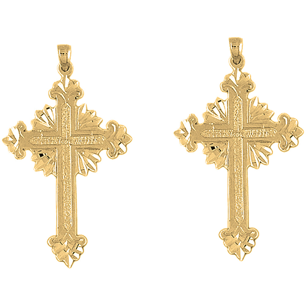 14K or 18K Gold 50mm Glory Cross Earrings