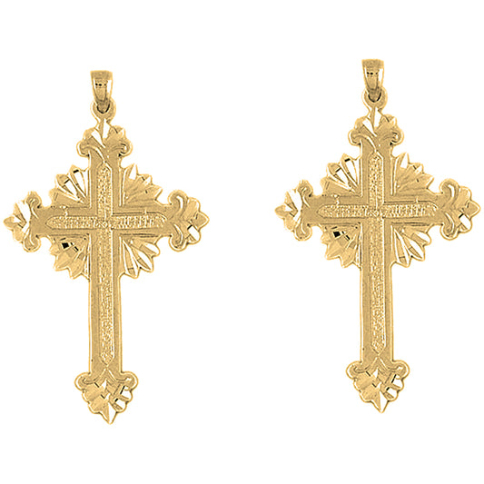 Yellow Gold-plated Silver 50mm Glory Cross Earrings