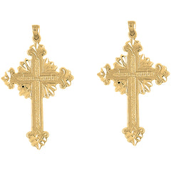 Yellow Gold-plated Silver 50mm Glory Cross Earrings