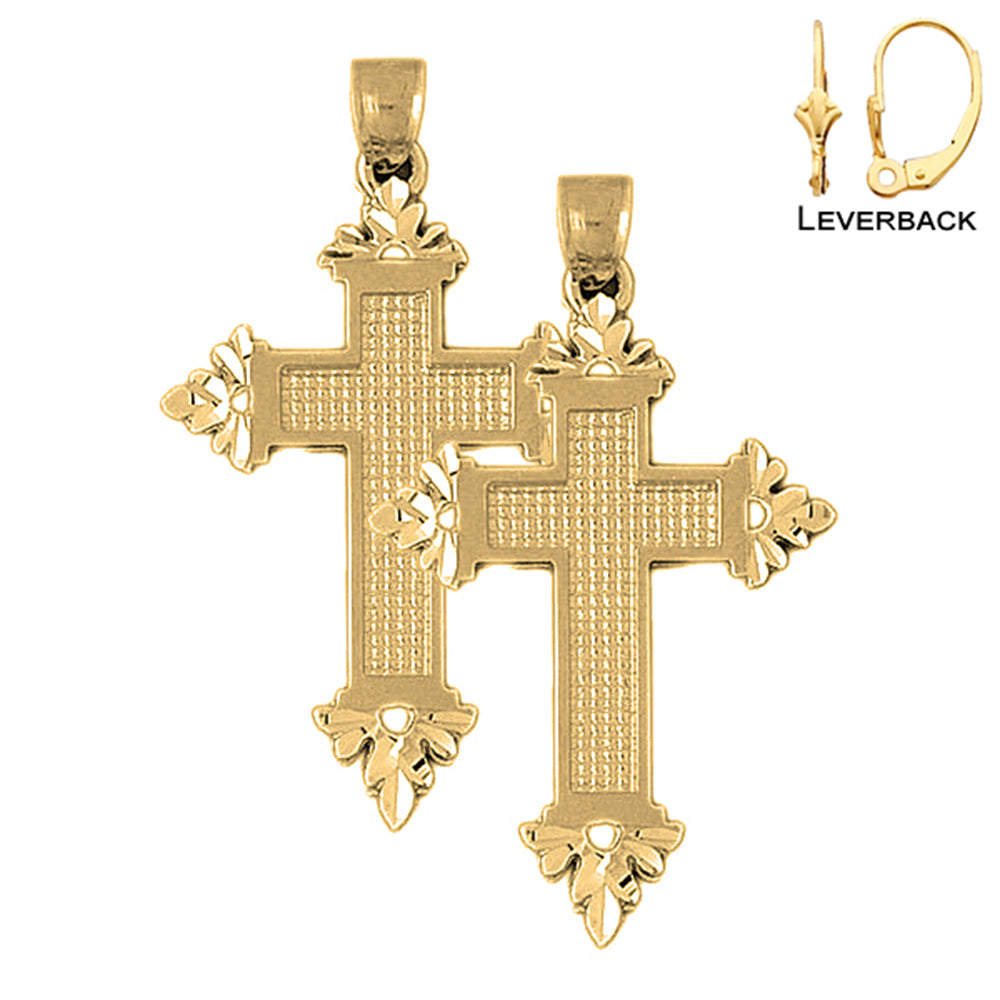 14K or 18K Gold Latin Cross Earrings