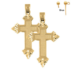 Sterling Silver 55mm Latin Cross Earrings (White or Yellow Gold Plated)