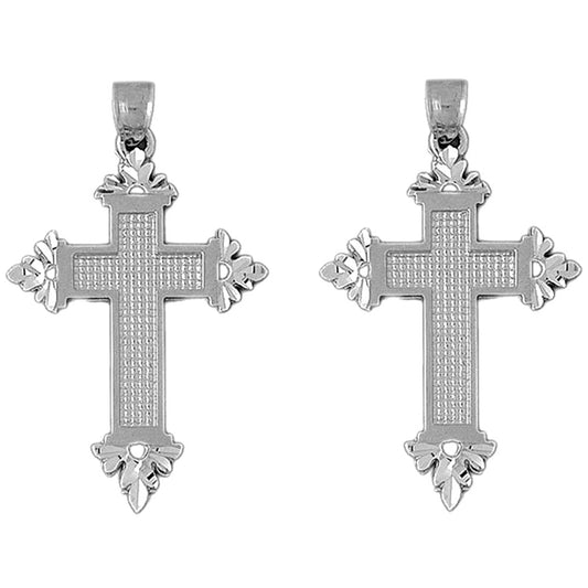 Sterling Silver 55mm Latin Cross Earrings