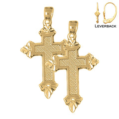 Pendientes de cruz latina de plata de ley de 38 mm (chapados en oro blanco o amarillo)