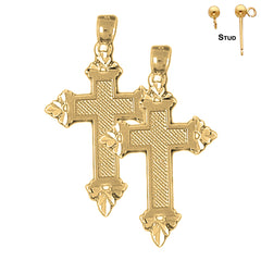 Pendientes de cruz latina de plata de ley de 38 mm (chapados en oro blanco o amarillo)