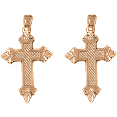 14K or 18K Gold 38mm Latin Cross Earrings