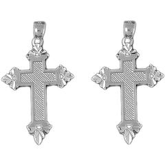 Sterling Silver 38mm Latin Cross Earrings