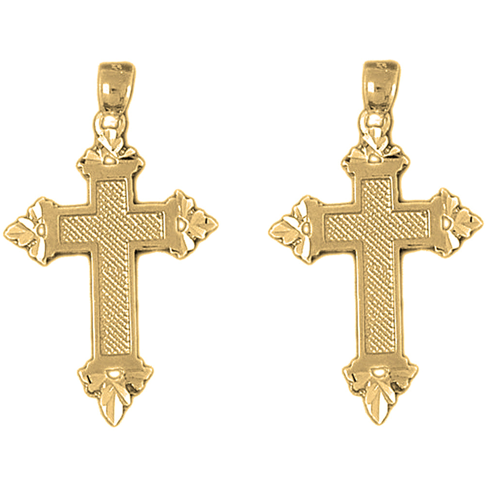 Yellow Gold-plated Silver 38mm Latin Cross Earrings