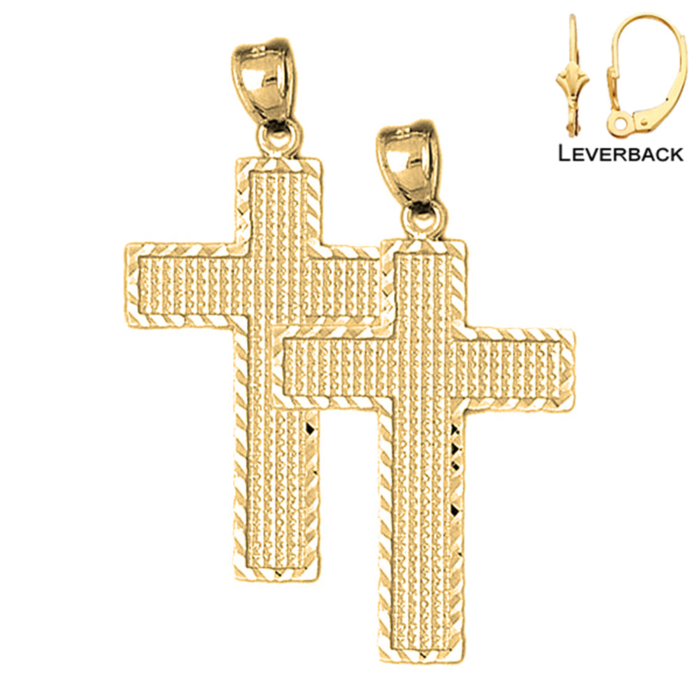 14K or 18K Gold Latin Cross Earrings