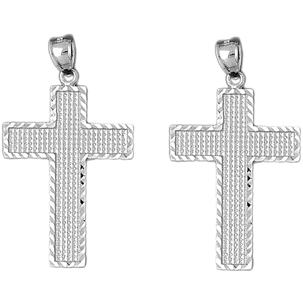 Sterling Silver 44mm Latin Cross Earrings