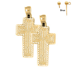 Sterling Silver 30mm Latin Cross Earrings (White or Yellow Gold Plated)