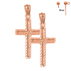 14K or 18K Gold Latin Cross Earrings