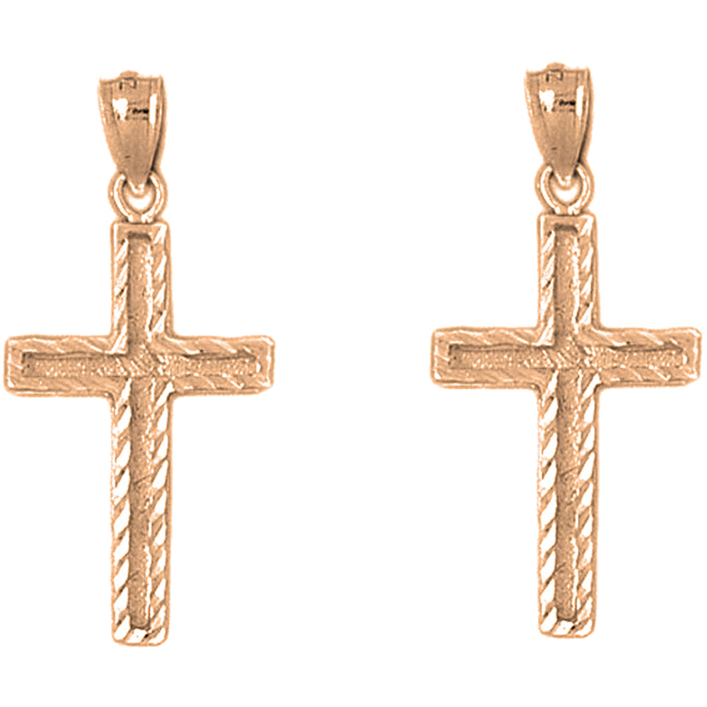 14K or 18K Gold 33mm Latin Cross Earrings