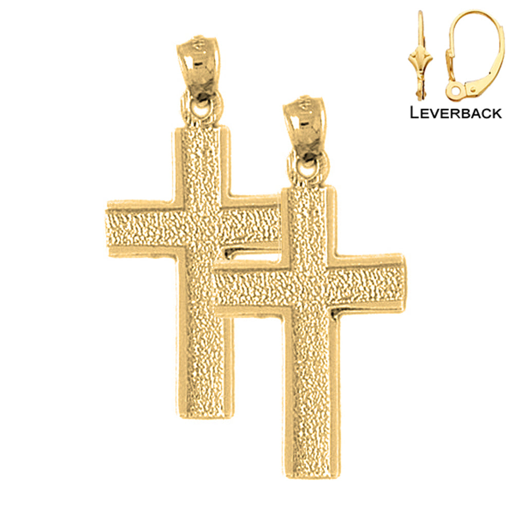 14K or 18K Gold Latin Cross Earrings