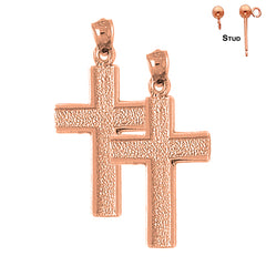 14K or 18K Gold Latin Cross Earrings