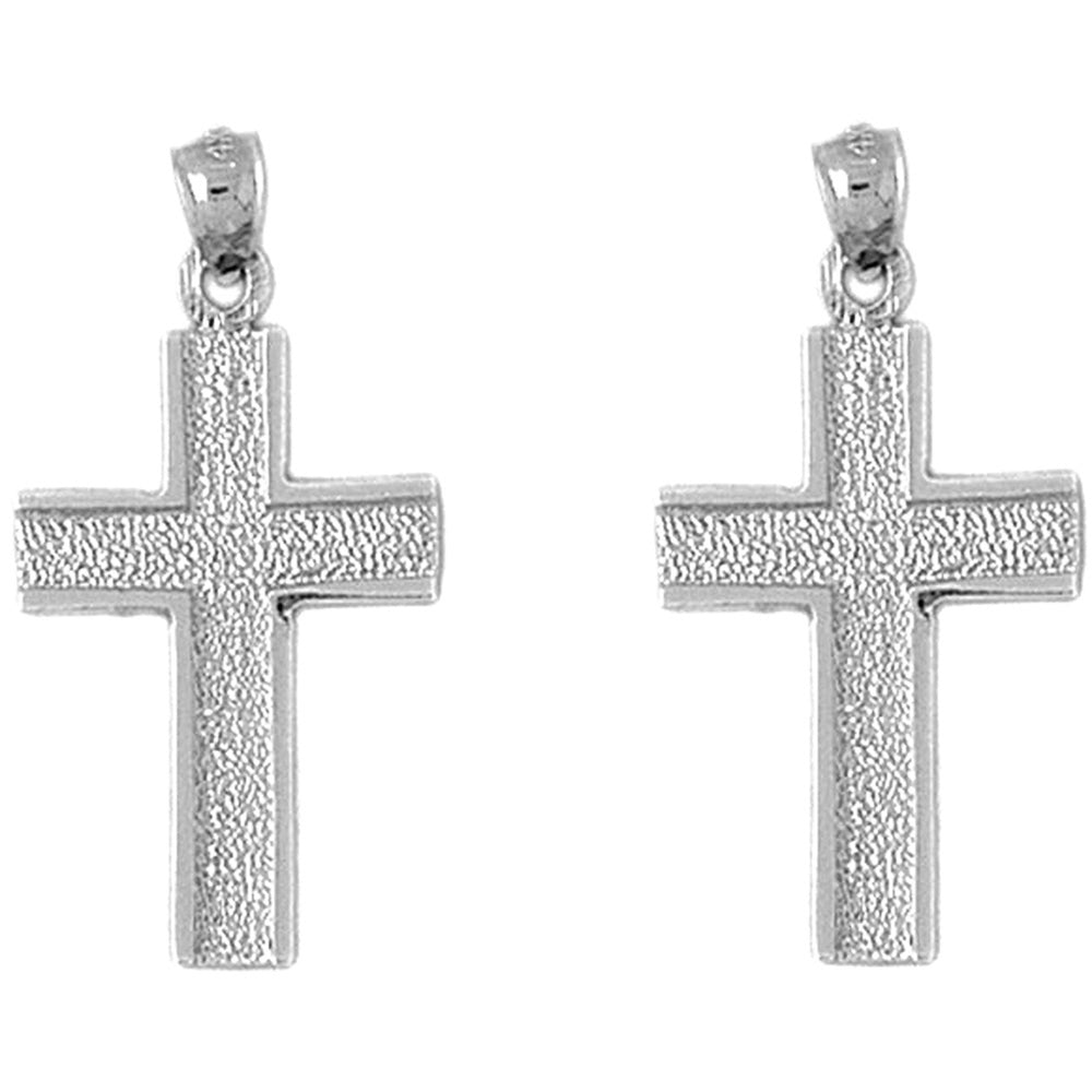 14K or 18K Gold 33mm Latin Cross Earrings