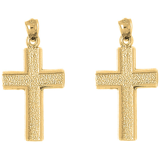 14K or 18K Gold 33mm Latin Cross Earrings