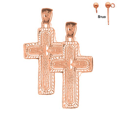 14K or 18K Gold Coticed Cross Earrings