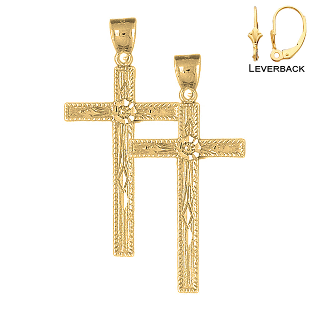 14K or 18K Gold Latin Cross Earrings