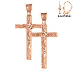 14K or 18K Gold Latin Cross Earrings