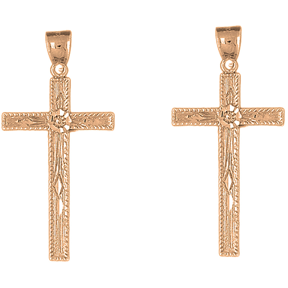 14K or 18K Gold 48mm Latin Cross Earrings