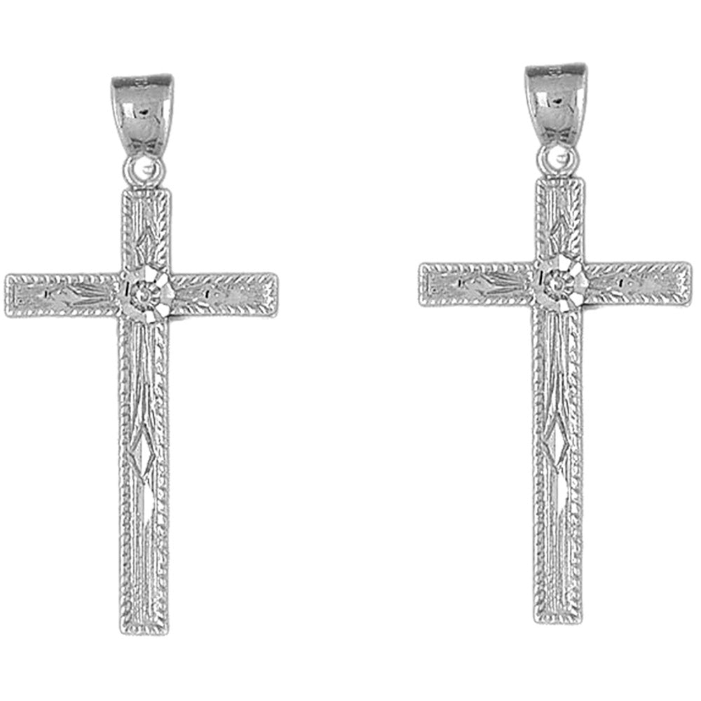 Sterling Silver 48mm Latin Cross Earrings
