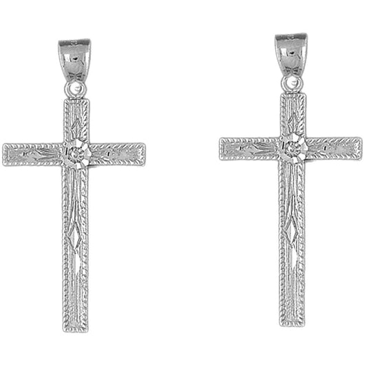 Sterling Silver 48mm Latin Cross Earrings