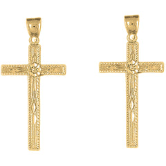 14K or 18K Gold 48mm Latin Cross Earrings