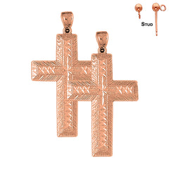 14K or 18K Gold Latin Cross Earrings