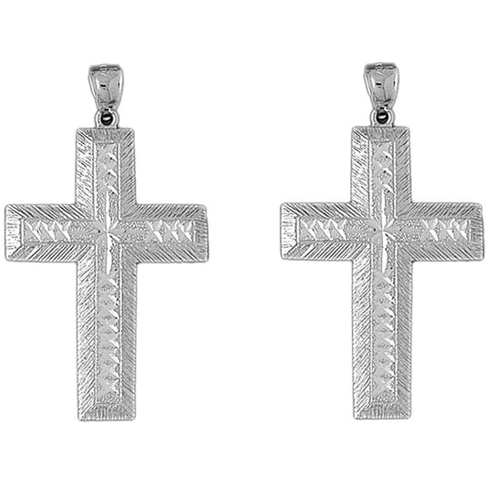 Sterling Silver 50mm Latin Cross Earrings