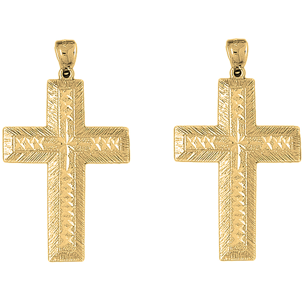 14K or 18K Gold 50mm Latin Cross Earrings