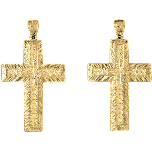 Yellow Gold-plated Silver 50mm Latin Cross Earrings