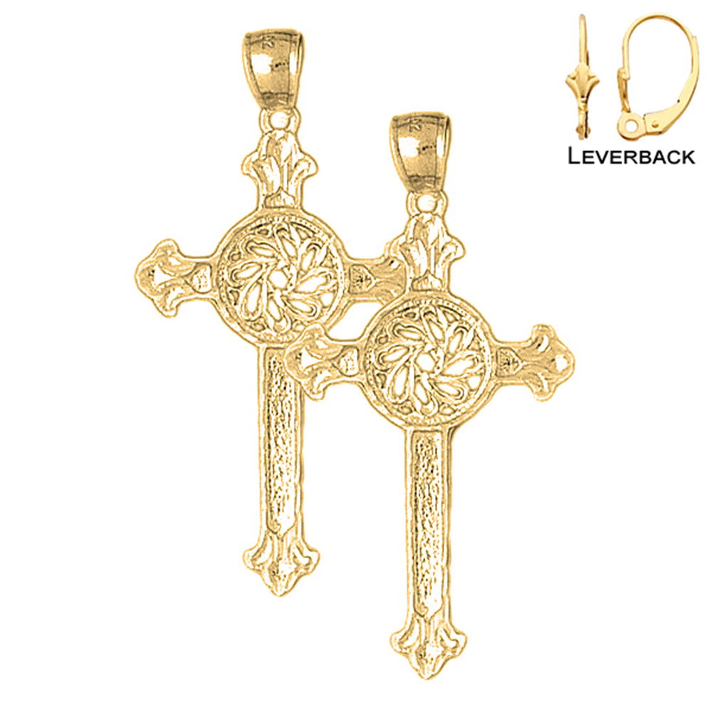 14K or 18K Gold Celtic Cross Earrings