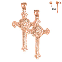 14K or 18K Gold Celtic Cross Earrings