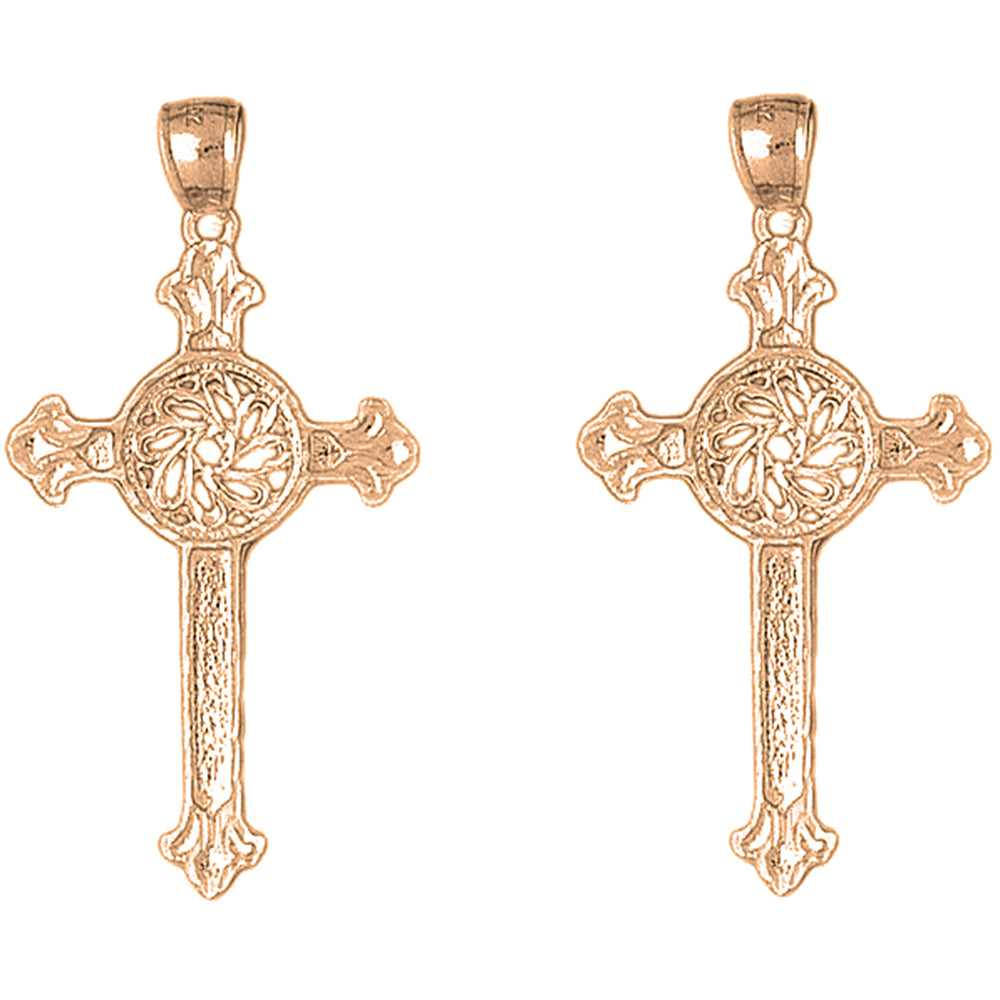 14K or 18K Gold 51mm Celtic Cross Earrings