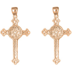 14K or 18K Gold 51mm Celtic Cross Earrings