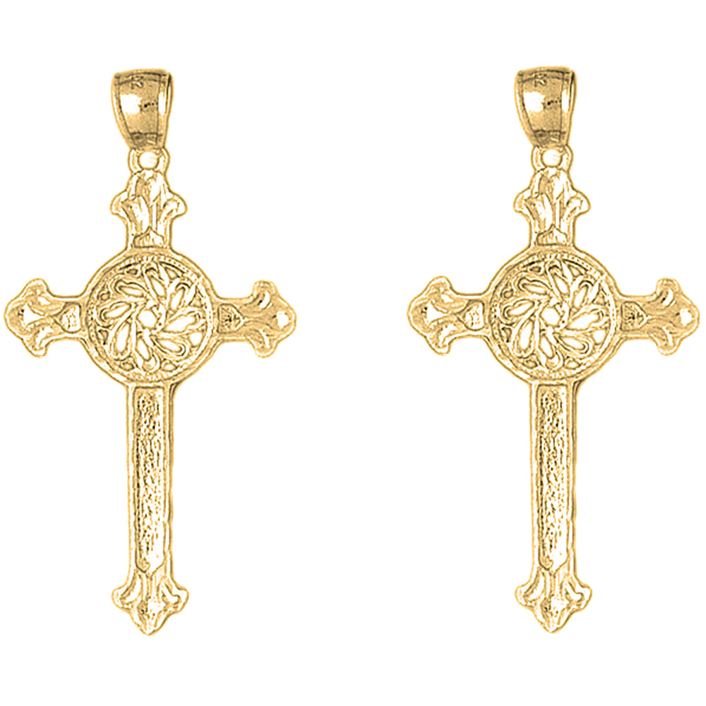 14K or 18K Gold 51mm Celtic Cross Earrings