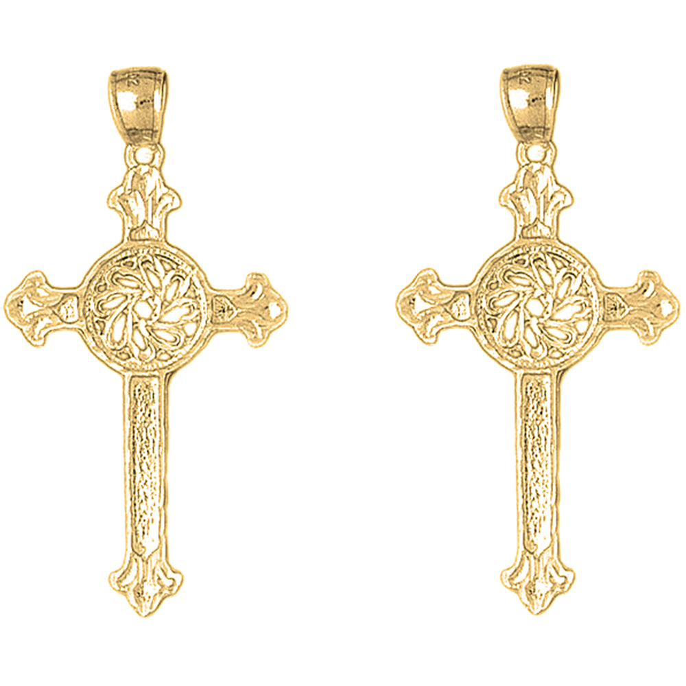 Yellow Gold-plated Silver 51mm Celtic Cross Earrings