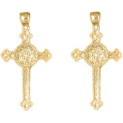 Yellow Gold-plated Silver 51mm Celtic Cross Earrings