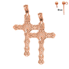 Pendientes Cruz INRI de Oro de 14K o 18K