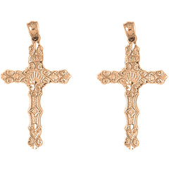 14K or 18K Gold 46mm INRI Cross Earrings