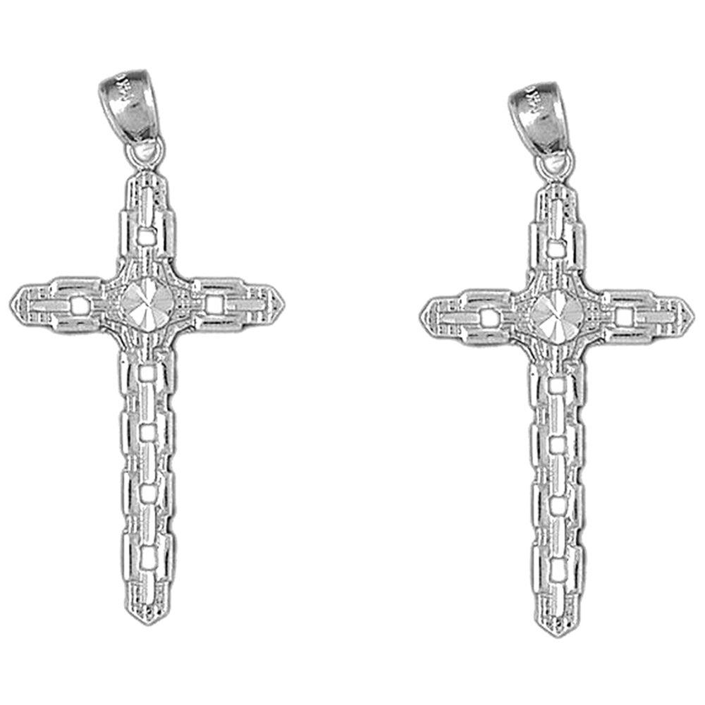 Sterling Silver 48mm Cross Earrings