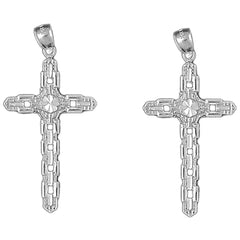 Sterling Silver 48mm Cross Earrings