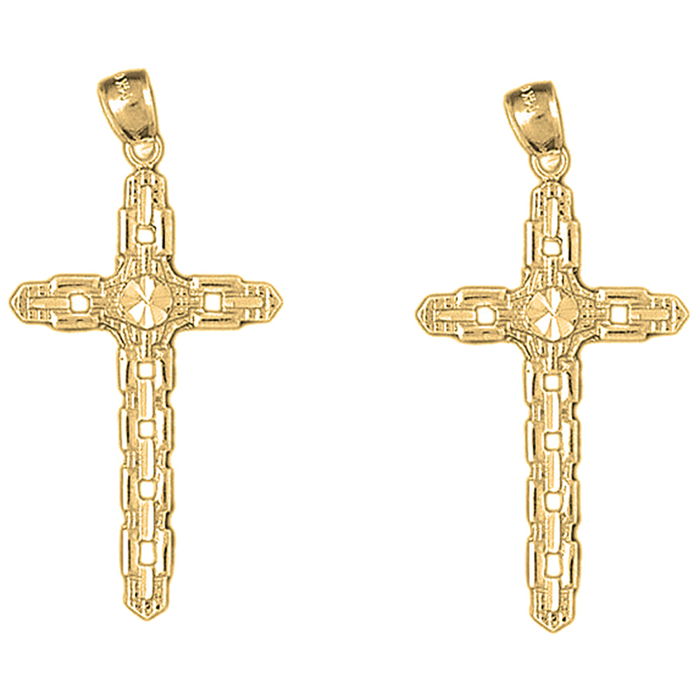 14K or 18K Gold 48mm Cross Earrings